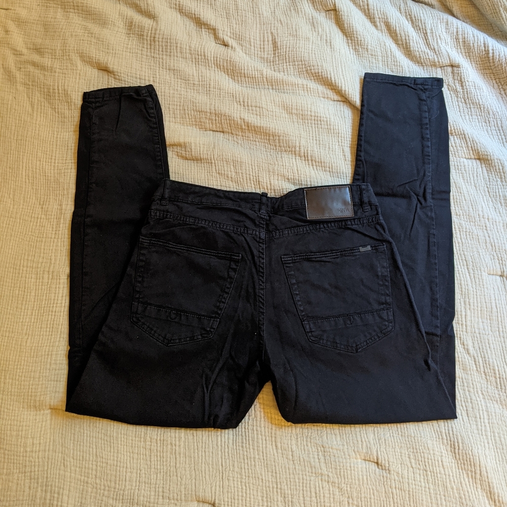 Zara Mens Black Skinny Chino Pants Size 30